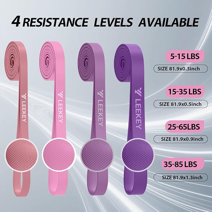 LEEKEY Resistance Bands Set for Pull-Up Assistance & Full-Body Training, Multi-Level Exercise Bands