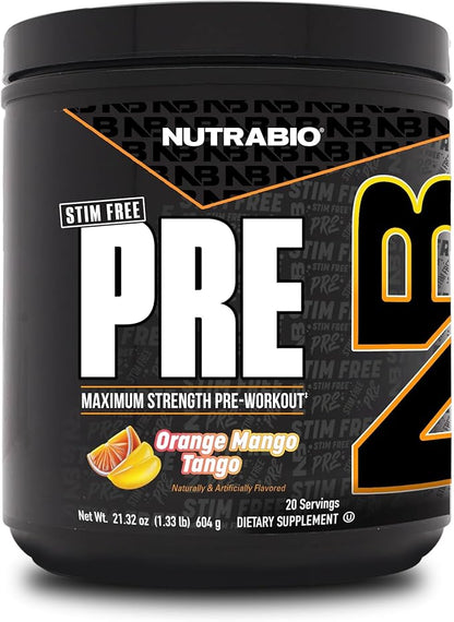 NutraBio STIM-Free PRE Workout for Men, New Formula | Laser Focus, Extreme Pumps | Performance