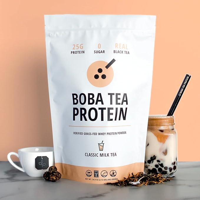 Boba Tea Protein Classic Milk Tea | 25g Grass-Fed Whey Protein Isolate Powder | Gluten-Free &
