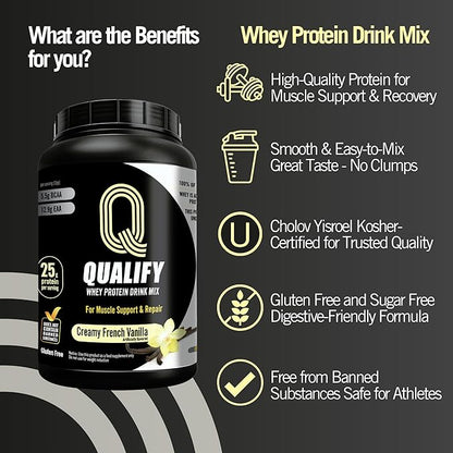 French Vanilla Whey Protein Powder. 25g Protein, 5.5g BCAA, Cholov Yisroel Kosher, Gluten-Free