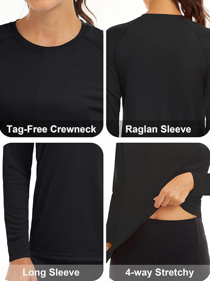 MAGCOMSEN Women's 2 Pack Long Sleeve Shirts UPF 50+ Sun Protection Quick Dry Swim Shirt for Rash