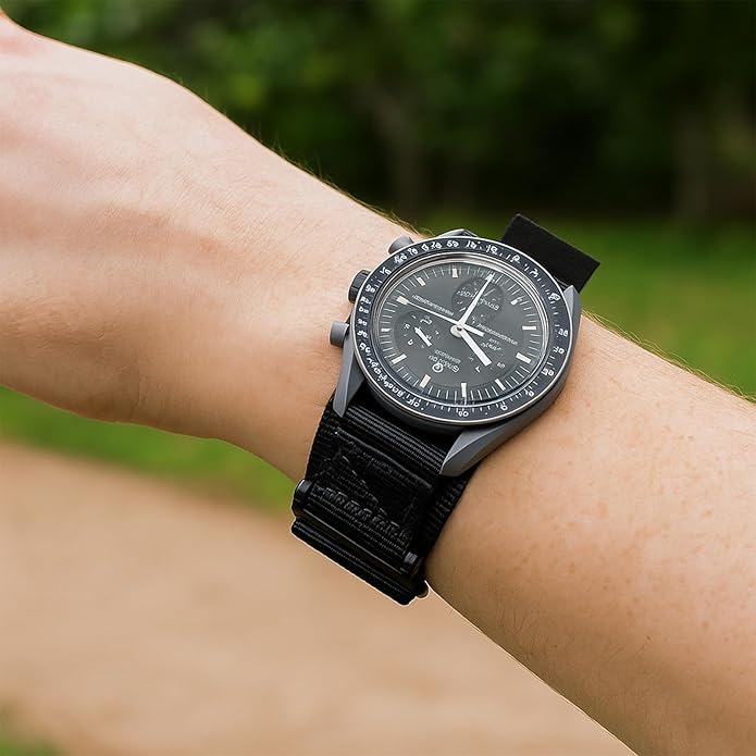 TStrap Nylon Sport Watch Band - Black Quick Release Watch Straps for Men Women - Athletic Military