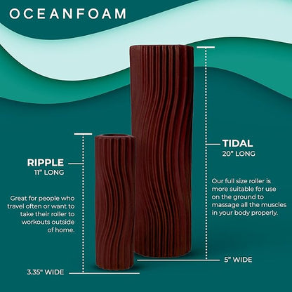 Oceanfoam Tidal Roller - Maroon - Muscle Massage Foam Roller for Back Pain & Stretching - Firm and