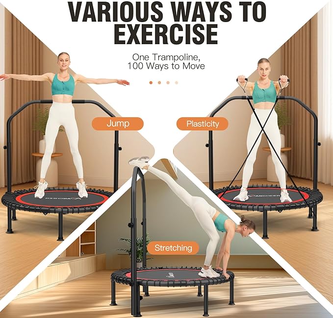 ANCHEER 40" Foldable Mini Trampoline,Max Load 450lbs/550lbs Indoor Trampoline,with 4 Level