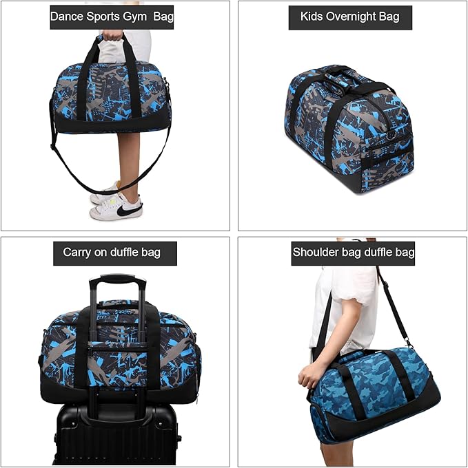 Octsky Sports Duffel Bag Gym Bag with Shoe Compartment Small Travel Overnight Bag Weekender