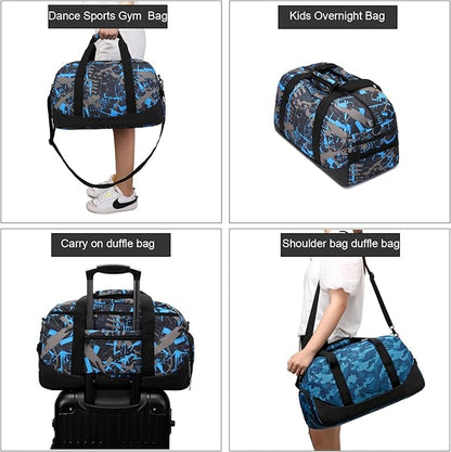 Octsky Sports Duffel Bag Gym Bag with Shoe Compartment Small Travel Overnight Bag Weekender