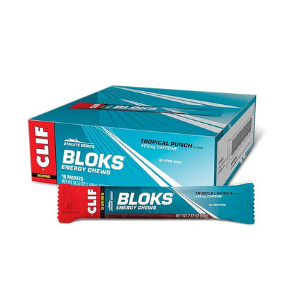CLIF BLOKS - Tropical Punch Flavor with Caffeine - Energy Chews - Non-GMO - Plant Based - Fast Fuel