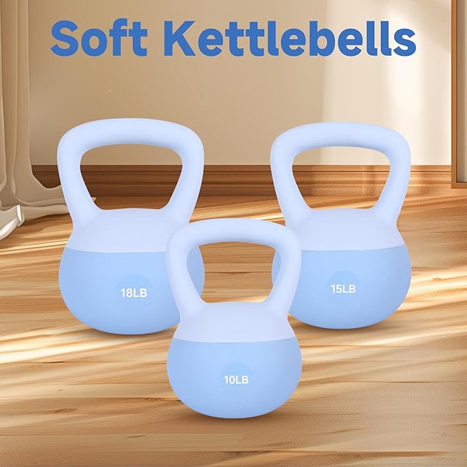 Leikefitness Soft Kettlebells,Steel Shot Filled Weights for Women and Men,Color Coded Anti Slip