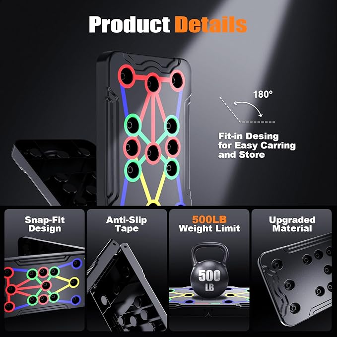 Solid Push Up Board 15 in 1 Home Workout Equipment Multi-Functional Pushup Stands System Fitness