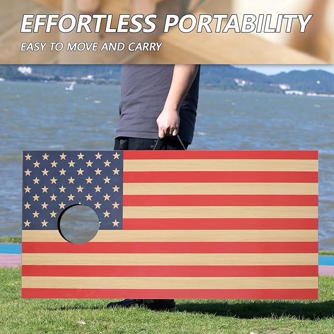 Cornhole Sets 4 x 2 ft / 3 x 2 ft with 8 Bean Bags Regulation Size, Corn Hole Games for Adults