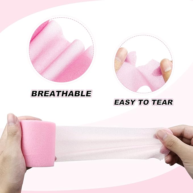 Pre wrap Pink,Prewrap Athletic Tape,6 Roll Pre wrap Headbands for Hair Soccer,Foam Underwrap Sports
