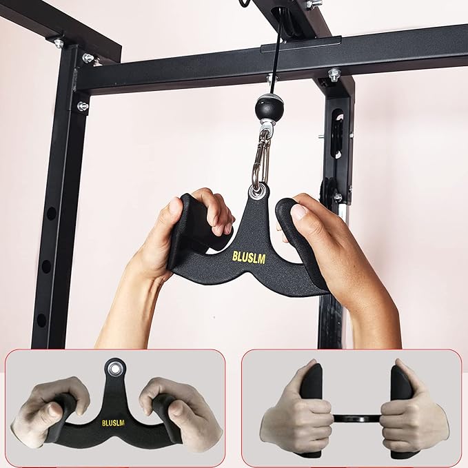 LAT Pull Down Bar for Cable Machine, LAT Pulldown Attachments T Bar V Bar Cable Attachment, Back