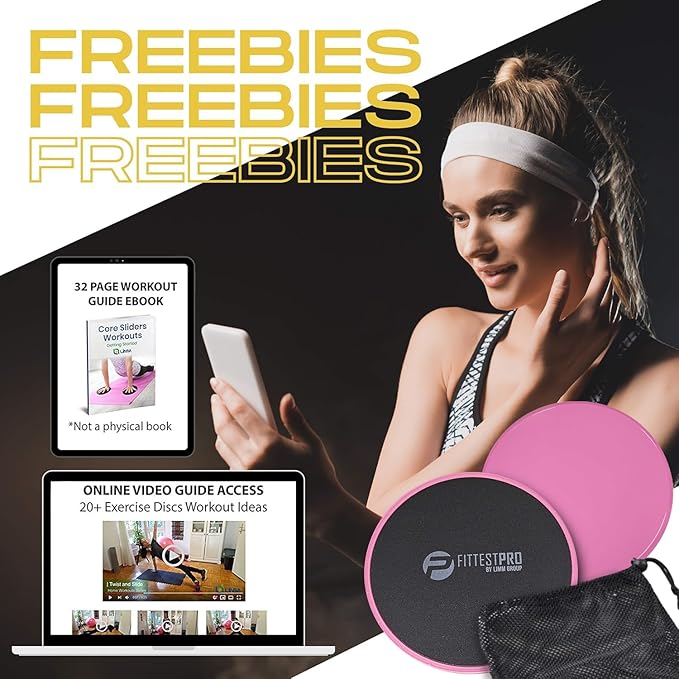 Core Sliders for Working Out - Exercise Sliders Fitness, Stability, Ab, Legs & Full Body (Set of 2)