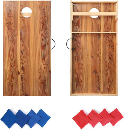 Solid Wood Premium Cornhole Game Set, Bean Bag Toss Game for Tailgate, Outdoor, Backyard