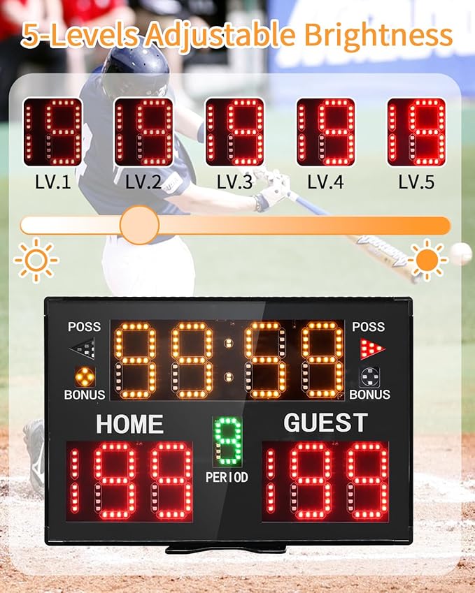 Basketball Digital Scoreboard with Remote,Battery Powered Portable Tabletop Electronic Scoreboard