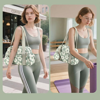 CAMTOP Mini Gym Bag for Women, Small Gym Tote Bag Puffy Quilted Sports Duffel Bag with Wet