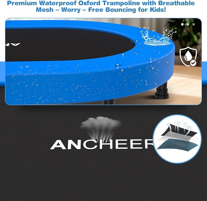 ANCHEER 56'' Foldable Mini Trampoline with Adjustable Handle - Indoor/Outdoor Rebounder for Kids &