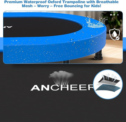 ANCHEER 56'' Foldable Mini Trampoline with Adjustable Handle - Indoor/Outdoor Rebounder for Kids &