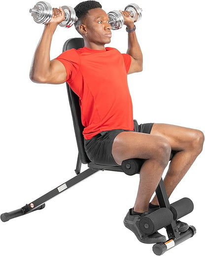 Sunny Health & Fitness Compact Premium Incline Bench Press Bar Rack Set & Optional Leg Extension