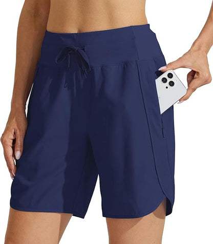 Willit Women's 7" Athletic Running Shorts Long Workout Hiking Shorts Quick Dry High Waisted Active