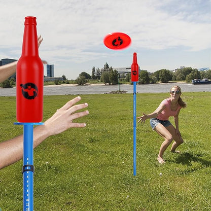 Juegoal Outdoor Flying Disc Game Set, Yard Games Bottle Drop Frisbee Set, Outside Fun Disc Toss