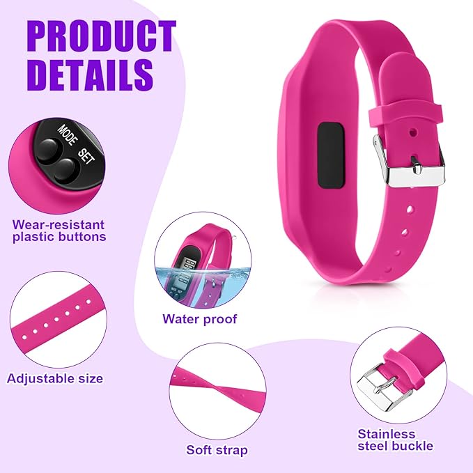 Geyoga 24 Pcs Pedometer for Walking Steps and Miles Pedometer Watch Silicone Steps Tracker Running