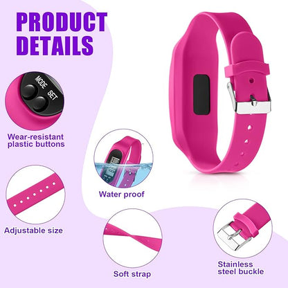 Geyoga 24 Pcs Pedometer for Walking Steps and Miles Pedometer Watch Silicone Steps Tracker Running