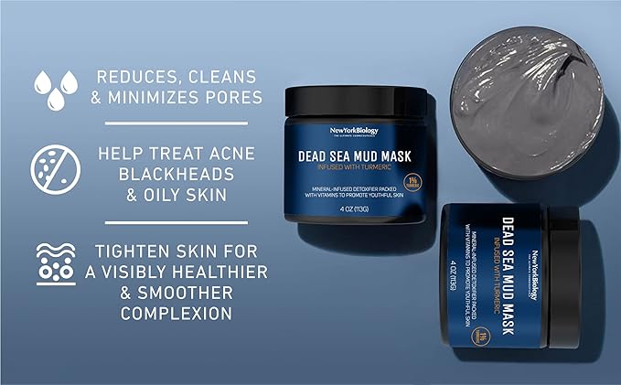 New York Biology Dead Sea Mud Mask for Face and Body | with Turmeric Oil | Spa Quality Pore Refiner