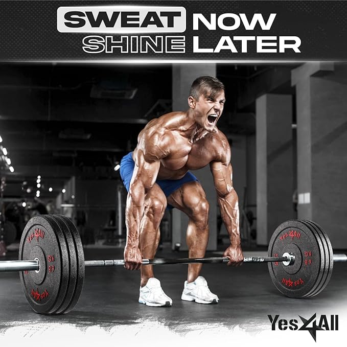 Yes4All 2" Bumper Plate, 10-190 LB Olympic Rubber Weight Plate with Steel Hub for WeightLifting