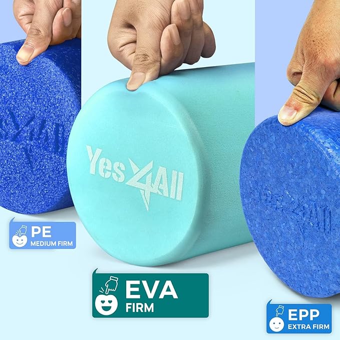 Yes4All EVA Firm Foam Roller for Back - Round Back Roller for Exercise, Yoga & Pilates 12/18/24/36