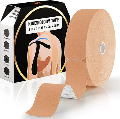 Pro Kinesiology Tape Precut Bulk, 115Ft Athletic Tape for Muscle Joint Support, 140 Strips for Knee