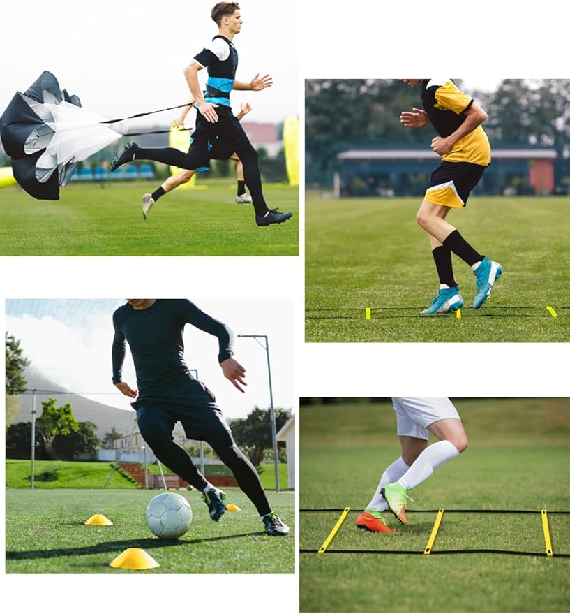 GHB Agility Ladder,Football Training Equipment Set,4 Agility Hurdles, 20 feet12 Rungs Speed