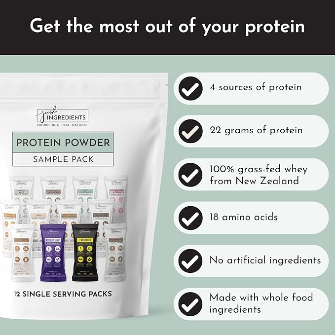 Protein Powder Made with 100% Grass Fed, Non Denatured Whey | Four Different Protein Sources from