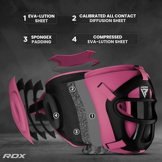 RDX Boxing Headgear MMA Muay Thai, Removable Face Grill, Head Gear for Sparring Grappling Martial