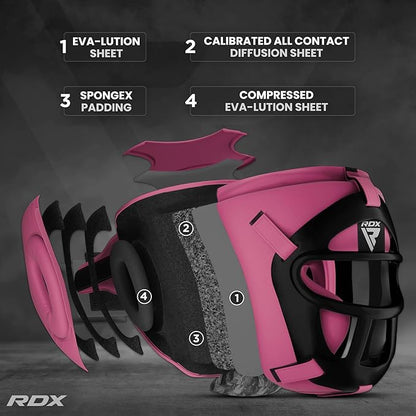RDX Boxing Headgear MMA Muay Thai, Removable Face Grill, Head Gear for Sparring Grappling Martial