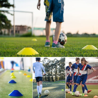 50 Pack Disc Cones, Agility Soccer Cones with Carry Bag and Holder, 5 Color