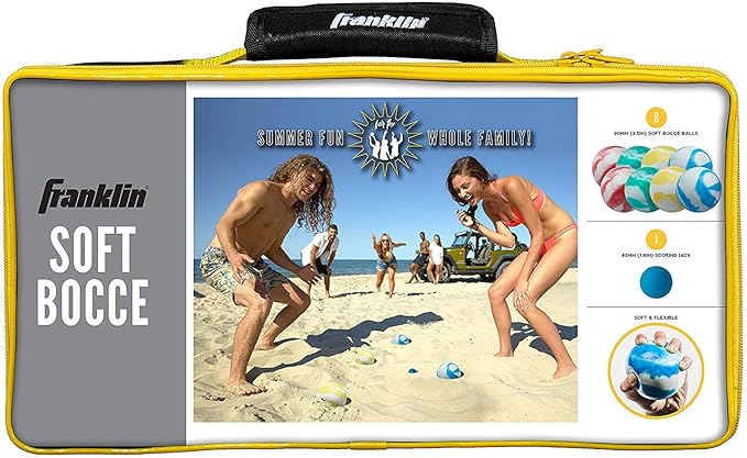 Franklin Sports Bocce Ball Set — 8 All Weather Bocce Balls and 1 Pallino — Beach, Backyard Lawn or
