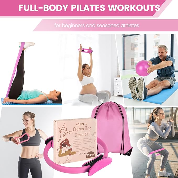 Home Pilates Essentials Kit for Women,Pilates Equipment Set with 9 Inch Yoga Ball,Figure 8