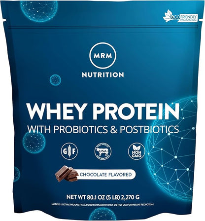 MRM Nutrition Whey Protein | Chocolate Flavored | 18g Protein | with 2 Billion probiotics +