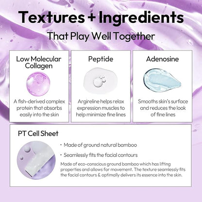 LAPCOS Collagen Sheet Mask, Firming Daily Face Mask with Collagen Peptides for Anti-Aging, Helps to