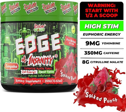 Psycho Pharma Strongest High Stim Preworkout Powder - Edge of Insanity - Most Intense Pre Workout