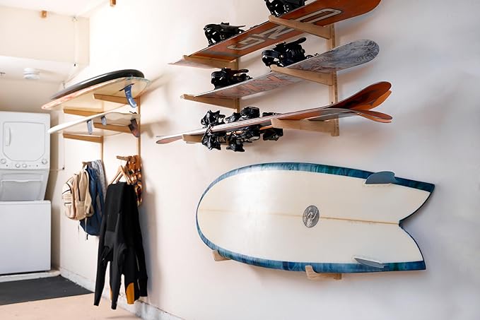 Bamboo Snowboard Wall Mount ??Horizontal Snowboard Rack for Display or Storage ??Durable Wall