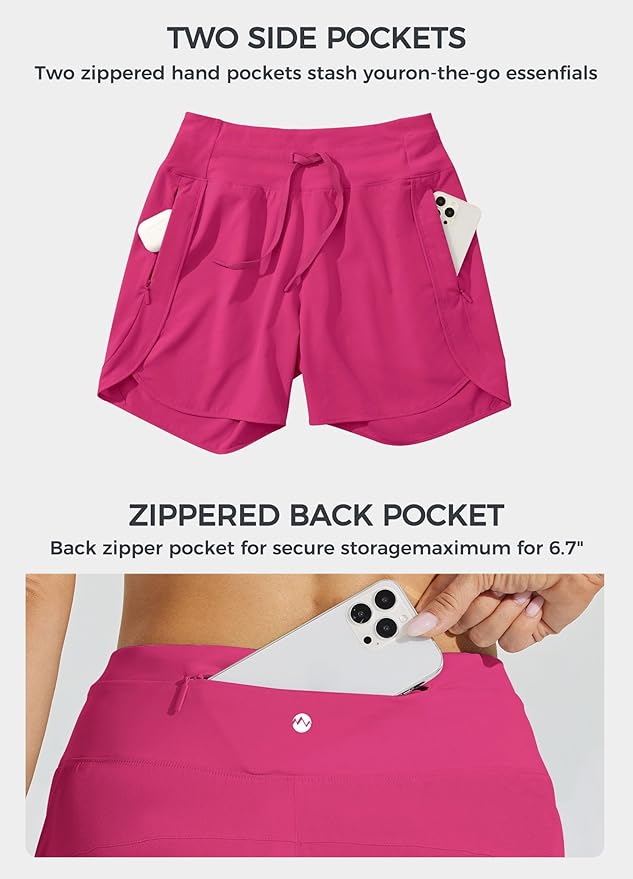 Willit Women's 7" Athletic Running Shorts Long Workout Hiking Shorts Quick Dry High Waisted Active