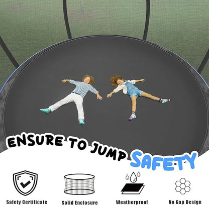 Trampoline 12FT 14FT 15FT 16FT for Kids/Adults - Outdoor Recreational with Enclosure Net Curved