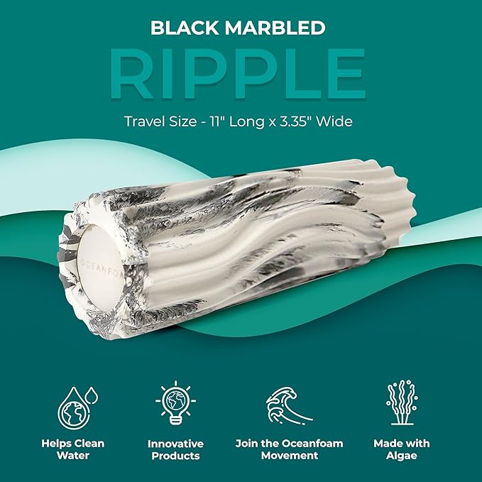Oceanfoam Ripple Travel Foam Roller (11" x 3.35") Firm Mini Foam Roller for Physical Therapy, Deep
