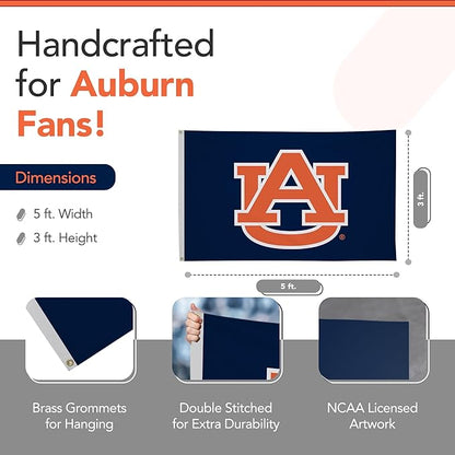 Auburn Tigers College Sports Printed Flag - NCAA Licensed - Nylon - School Banner (Blue) (3' x 5')