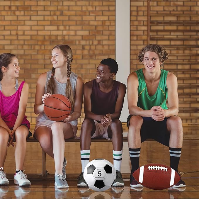 Sratte 6 Pcs Sports Balls Set for Kids Teens Adults Official Size Football Soccer Basketball with