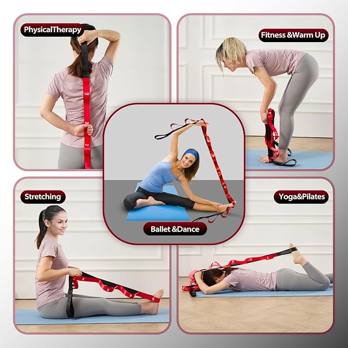 Stretching Strap with 10 Loops-Yoga Strap for Physical Therapy,Home Workout,Pilate & Flexibility