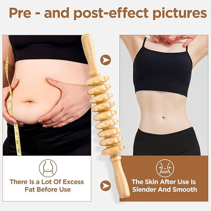 Wooden Cellulite Massage Roller for Legs and Thighs - Handheld Fascia Blaster Tool for Muscle