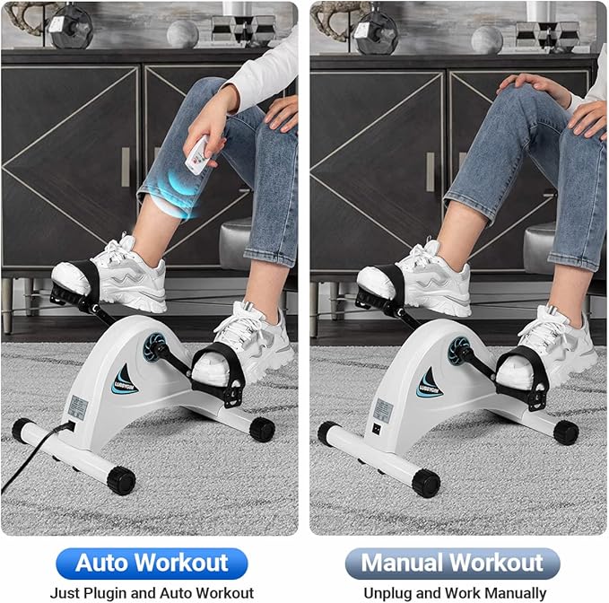 Motorized Mini Exercise Bike Pedal Exerciser for Seniors Rehab Training, LUBBYGIM Electric Under